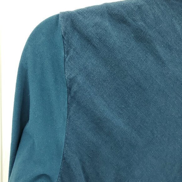 Flax Linen/Cotton Long Sleeve Open Jacket S Teal/Blue-Green - Picture 11 of 16
